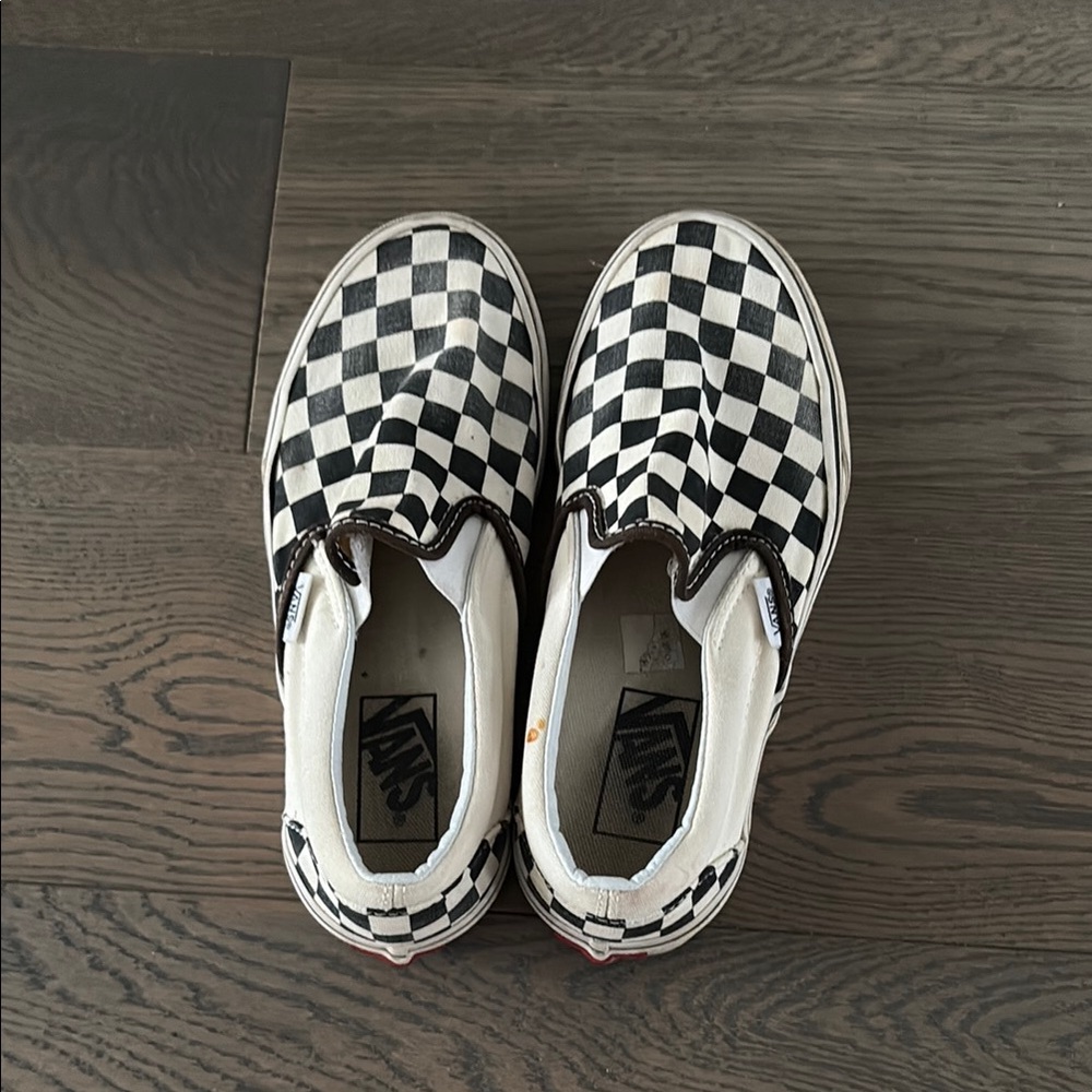 Vans Checkered Slip-On Shoes - Black and White